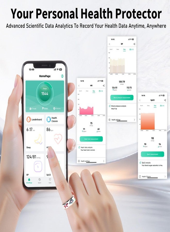 Chendssfkd Advanced Smart Health Ring for Men & Women - IP68 Waterproof Health Tracker Ring with Heart Rate, Step Counting, Sleep Monitoring, No Subscription Fee for iPhone/Android, Enamel Rose Gold 8# - Image 2