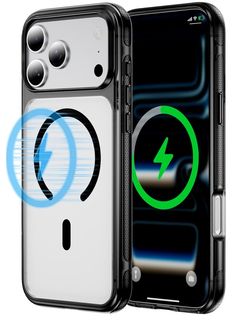 Malaksky For iPhone 17 Pro Max Case, Heavy Duty Shockproof Protection Phone Cases, Anti-Drop, Dual Layer Transparent Protective Cover Compatible with iPhone 17 Pro Max, 6.9 inch, Crystal Black - Image 1
