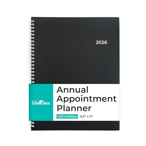 WallDeca Appointment Planner 2026, Agenda Planner With Weekly And Monthly View, Daily Agenda Book And Yearly Planners Calendar Book, Spiral Bound With Day Timer, Notes, Goals, Holidays (8.5 x 11 in) - Image 1
