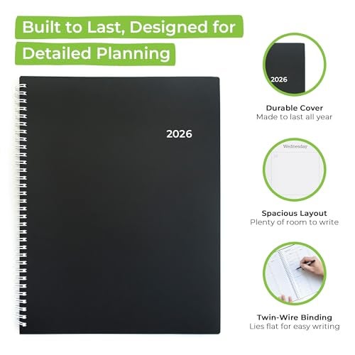 WallDeca Appointment Planner 2026, Agenda Planner With Weekly And Monthly View, Daily Agenda Book And Yearly Planners Calendar Book, Spiral Bound With Day Timer, Notes, Goals, Holidays (8.5 x 11 in) - Image 2