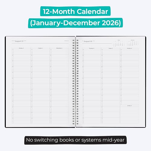 WallDeca Appointment Planner 2026, Agenda Planner With Weekly And Monthly View, Daily Agenda Book And Yearly Planners Calendar Book, Spiral Bound With Day Timer, Notes, Goals, Holidays (8.5 x 11 in) - Image 3