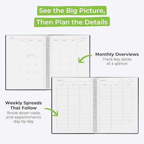 WallDeca Appointment Planner 2026, Agenda Planner With Weekly And Monthly View, Daily Agenda Book And Yearly Planners Calendar Book, Spiral Bound With Day Timer, Notes, Goals, Holidays (8.5 x 11 in) - Image 4