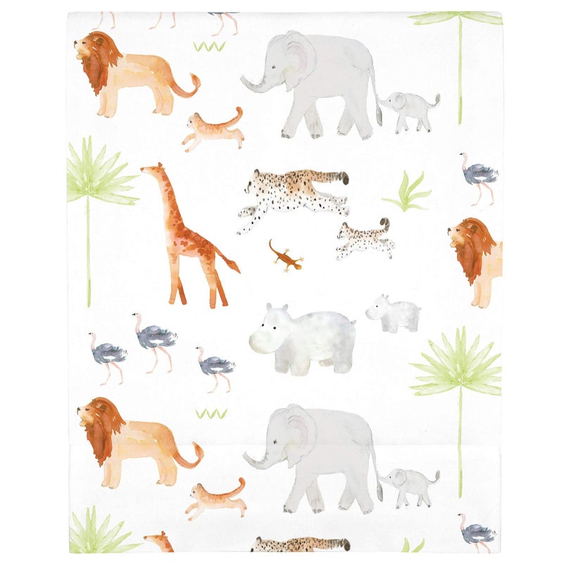 NoJo Watercolor Jungle Animals Crib Sheet - Mini Fitted Crib Sheet - Designed in The USA - 24" X 38" X 5", Orange, Grey, Light Blue - Image 4