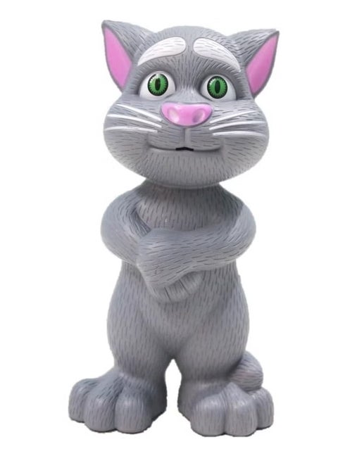 Intelligent Talking Tom Cat with Recording, Music, Story & Touch Functionality, Wonderful Voice with Stories & Songs (Grey)