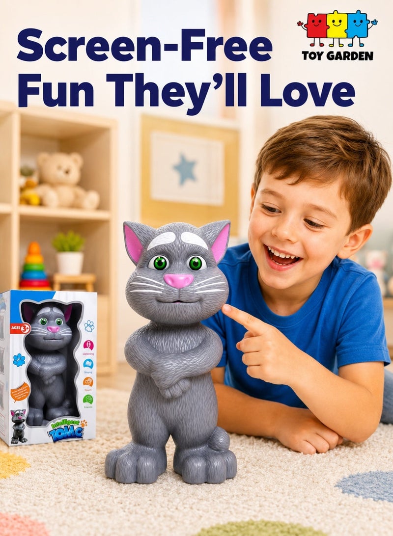 TOY GARDEN Intelligent Talking Tom Cat with Recording, Music, Story & Touch Functionality, Wonderful Voice with Stories & Songs (Grey) - Image 1