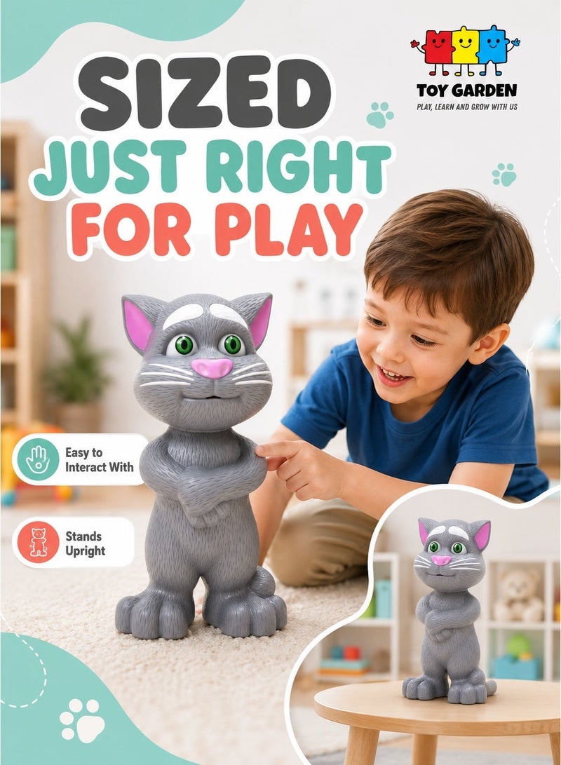 TOY GARDEN Intelligent Talking Tom Cat with Recording, Music, Story & Touch Functionality, Wonderful Voice with Stories & Songs (Grey) - Image 4