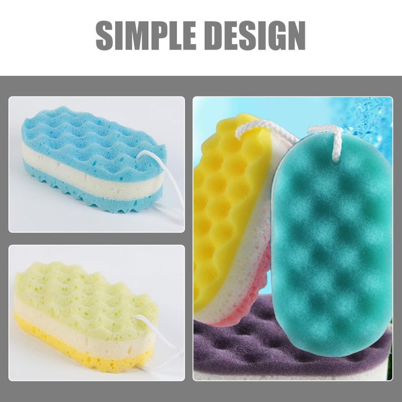6Pcs Exfoliating Bath Sponges Set Triple Layer Body Scrubbers with Soft Mesh - Image 4