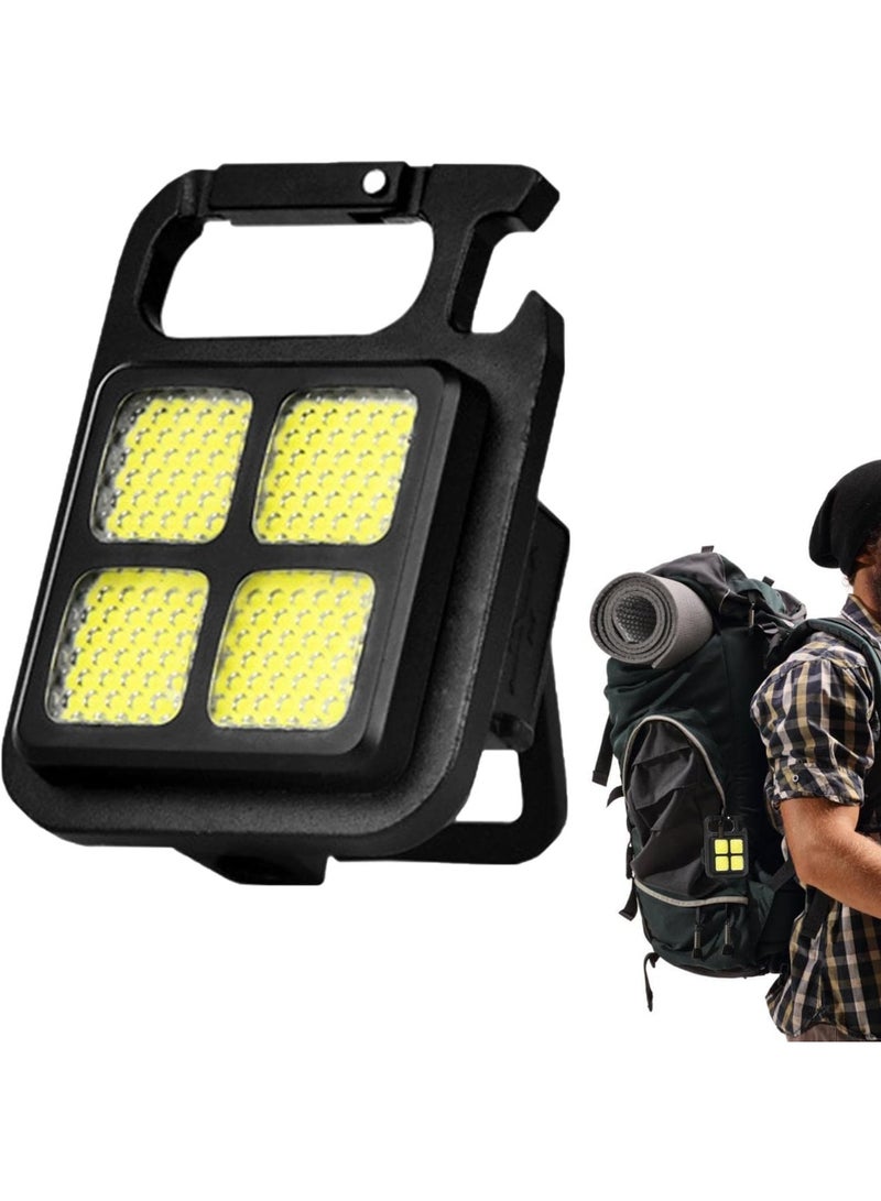 اليسا مجموعة من 4 مصابيح يدوية صغيرة قابلة لإعادة الشحن على شكل سلسلة مفاتيح - 800 لومن COB ساطعة، مصباح جيب محمول مزود بمغناطيس وفتاحة زجاجات وحلقة تثبيت للتخييم وصيد الأسماك والمشي - Image 2