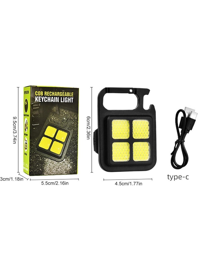 اليسا مجموعة من 4 مصابيح يدوية صغيرة قابلة لإعادة الشحن على شكل سلسلة مفاتيح - 800 لومن COB ساطعة، مصباح جيب محمول مزود بمغناطيس وفتاحة زجاجات وحلقة تثبيت للتخييم وصيد الأسماك والمشي - Image 5