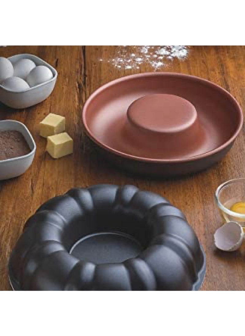 TRAMONTINA - Since 1911,Made in Brazil- Bakery 24cm 1.4L Graphite Gray Aluminum Cake Mold with Interior Copper Starflon T1 PFOA Free Nonstick Coating - Image 1