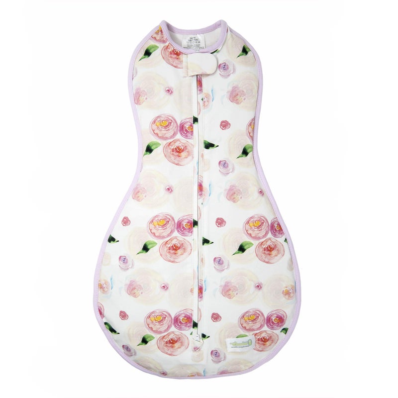 Woombie Original Baby Swaddling Blanket - Self-Soothing, Cotton Baby Swaddle with Zipper - Wearable Newborn Blanket, Watercolor Roses, 14-19 lbs - Image 1