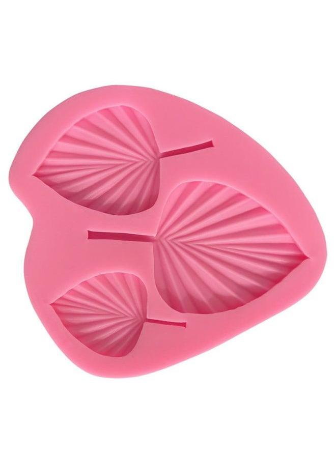 Size Fan-shaped Pleated Leaves Turtle Leaf Silicone Mold Fold Cake Chocolate Baking Decorative Mold-Specifications:Pink - Image 3