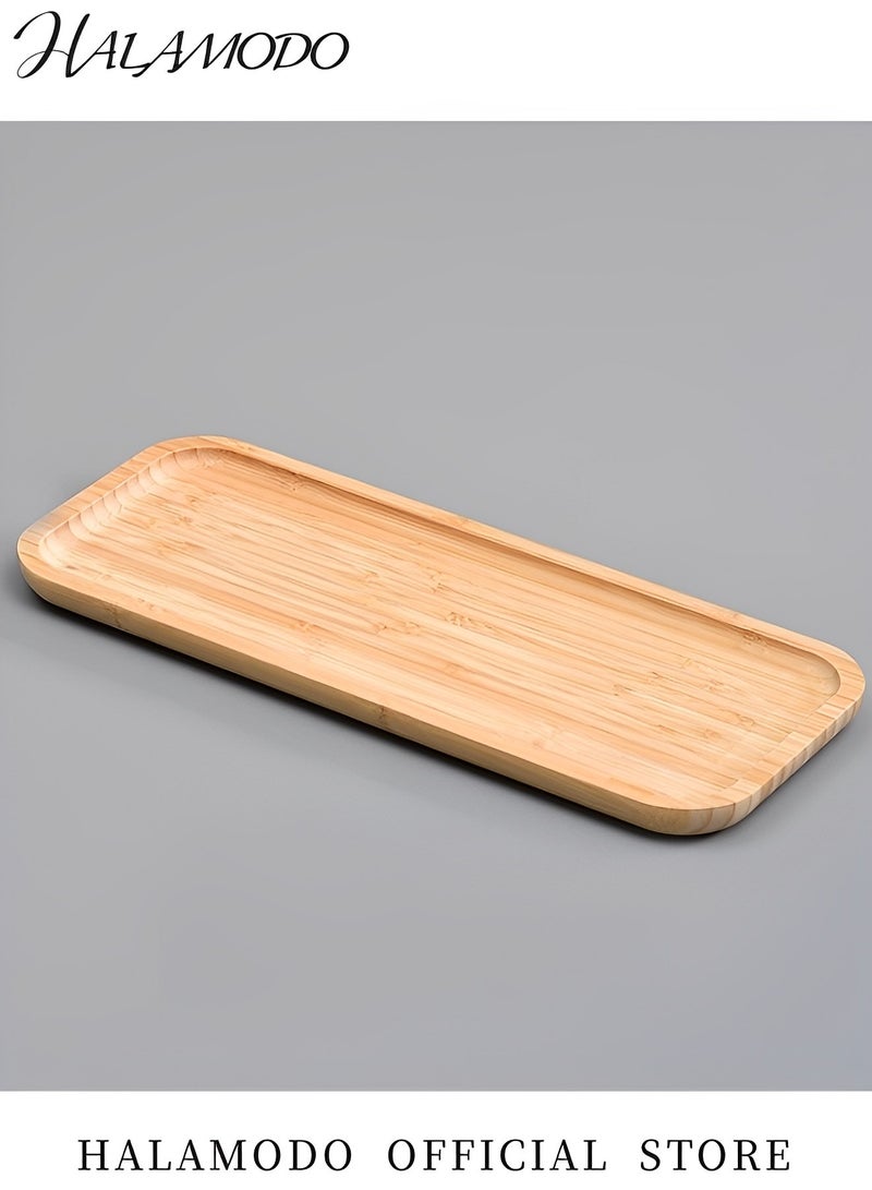 HALAMODO Bamboo Vanity Tray Bathroom Counter Tray Toilet Tank Top Tray Bathroom Storage Tray Pallet Rack for Organizing and Home Decor Display 14.2 x 6 x 0.8 inch - Image 2