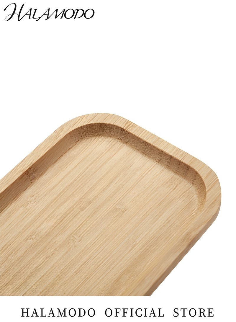 HALAMODO Bamboo Vanity Tray Bathroom Counter Tray Toilet Tank Top Tray Bathroom Storage Tray Pallet Rack for Organizing and Home Decor Display 14.2 x 6 x 0.8 inch - Image 3