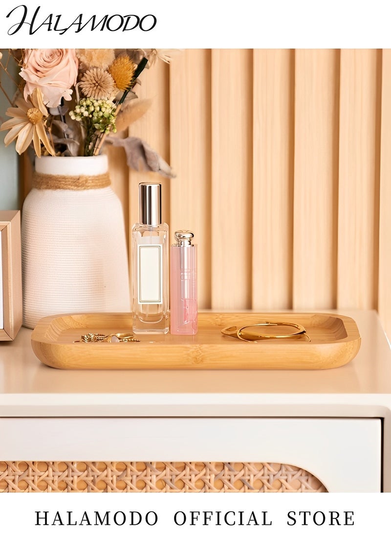 HALAMODO Bamboo Vanity Tray Bathroom Counter Tray Toilet Tank Top Tray Bathroom Storage Tray Pallet Rack for Organizing and Home Decor Display 14.2 x 6 x 0.8 inch - Image 5