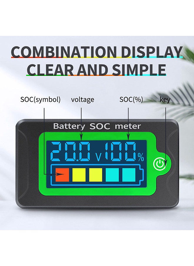 Generic - Waterproof Battery SOC Power Meter Capacity Indicator 8-100V Direct Current Voltmeter 12.0V 24V 36V 48V 60V 72V Lithium Iron Phosphate Battery Ternary Lithium Polymer Battery Tester - Image 1