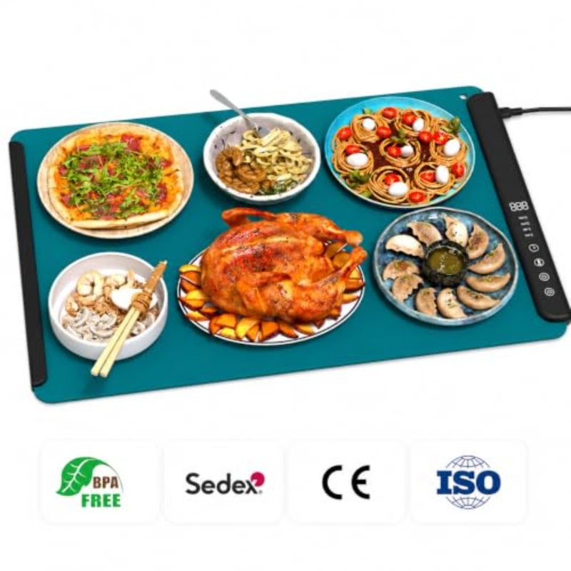 Premium Electric Food Warming Mat, Foldable Silicone Warming Tray, Adjustable Temperature 60 110°C, Large Food Warmer for Buffet, Coffee, Dishes, PartiesandFamily Gatherings, Easy Clean Heating Mat - Image 2