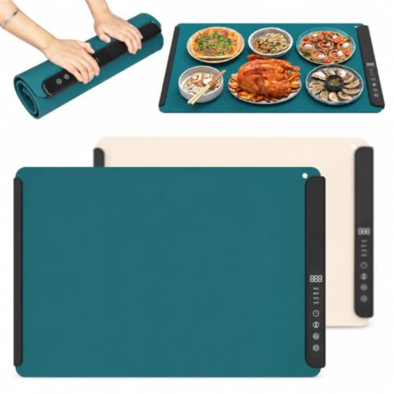 Premium Electric Food Warming Mat, Foldable Silicone Warming Tray, Adjustable Temperature 60 110°C, Large Food Warmer for Buffet, Coffee, Dishes, PartiesandFamily Gatherings, Easy Clean Heating Mat - Image 1