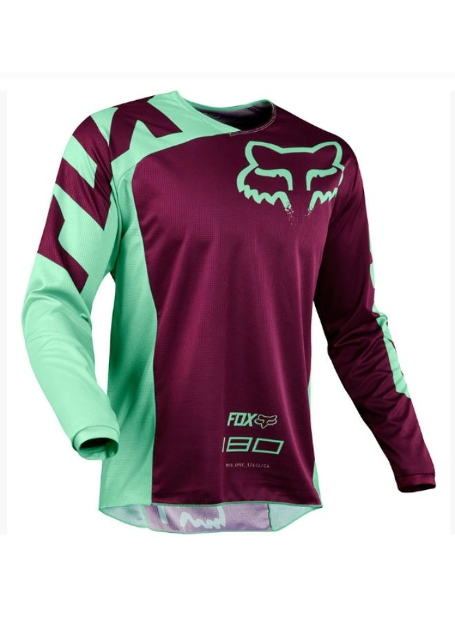 فوكس Racing 180 Burgundy  Mint Motocross Long-Sleeve Jersey-L - Image 1