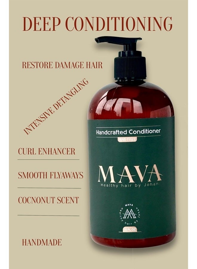 Mava Anti-Frizz Handcrafted Conditioner, With Keratin, Bamboo and Silk For Deep Hair Conditioning- Detangles and Repairs Curly Hair Cuticle, Extreme Hydration For Coarse Hair - Image 4