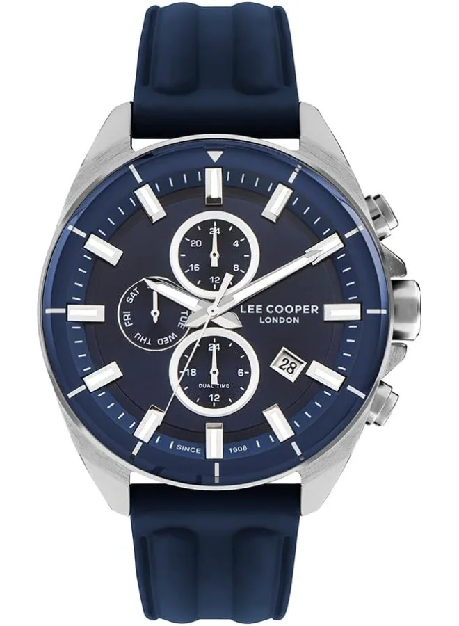 لي كوبر Lee Cooper Men's VX9NE1 Movement Watch, Multi Function Display and Silicone Strap - LC07881.399, Blue