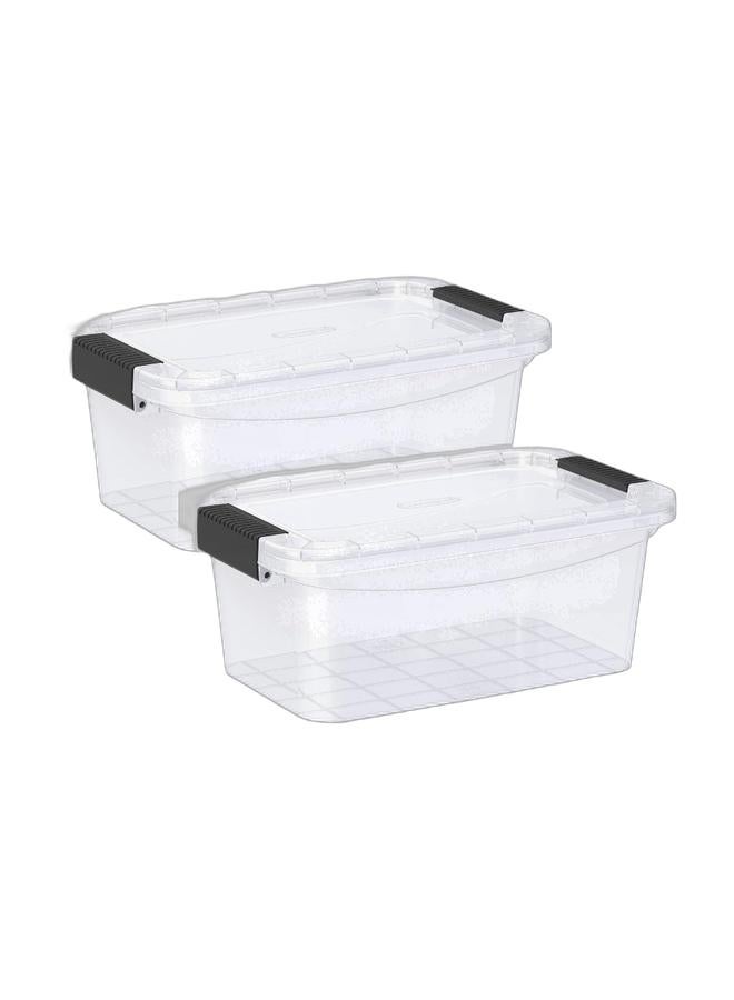 Cosmoplast صندوق تخزين بلاستيكي شفاف سعة 5 لتر مع غطاء قابل للقفل (عبوة من 2) - Image 1