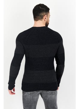 INC Men Crew Neck Long Sleeves Knitted Sweater, Black  - Image 4
