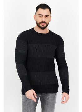 INC Men Crew Neck Long Sleeves Knitted Sweater, Black  - Image 1