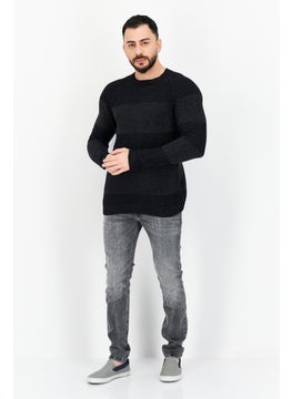 INC Men Crew Neck Long Sleeves Knitted Sweater, Black  - Image 2