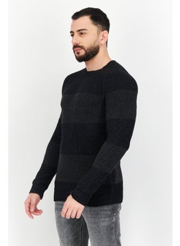 INC Men Crew Neck Long Sleeves Knitted Sweater, Black  - Image 3