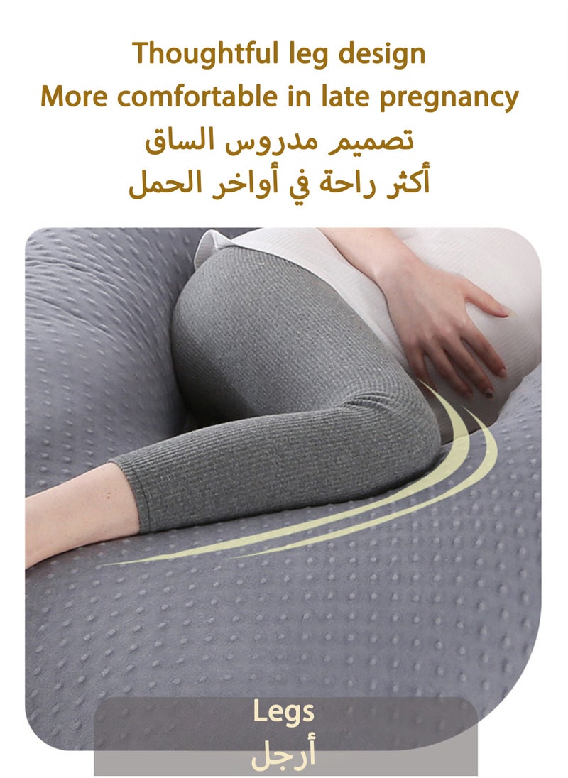 مس تيارا - وسادة الجسم بالكامل على شكل حرف U لدعم نوم الحمل، وسادة أمومة للظهر والأرداف والساقين والبطن، مع غطاء مخملي قابل للإزالة 170 × 90 × 65 سم - Image 1