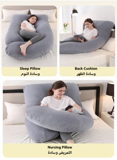 MissTiara U Shaped Full Body Pillow for Pregnancy Sleeping Support, Maternity Pillow for Pregnant Women Back, Hips, Legs, Belly, with Removable Velvet Cover 170*90*65 CM  - Image 4