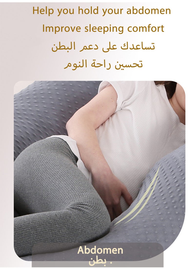 مس تيارا - وسادة الجسم بالكامل على شكل حرف U لدعم نوم الحمل، وسادة أمومة للظهر والأرداف والساقين والبطن، مع غطاء مخملي قابل للإزالة 170 × 90 × 65 سم - Image 1