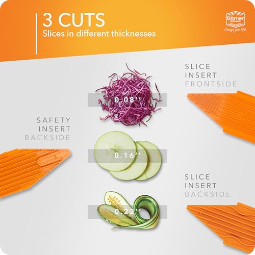 Börner Mandoline Slicer V3 (Basic Set) • V-Slicer for Vegetables & Fruits • Adjustable Kitchen Slicer • 3 Thickness Settings • With Rubber Feet & Stainless Steel V-Blade • Color: Orange - Image 2