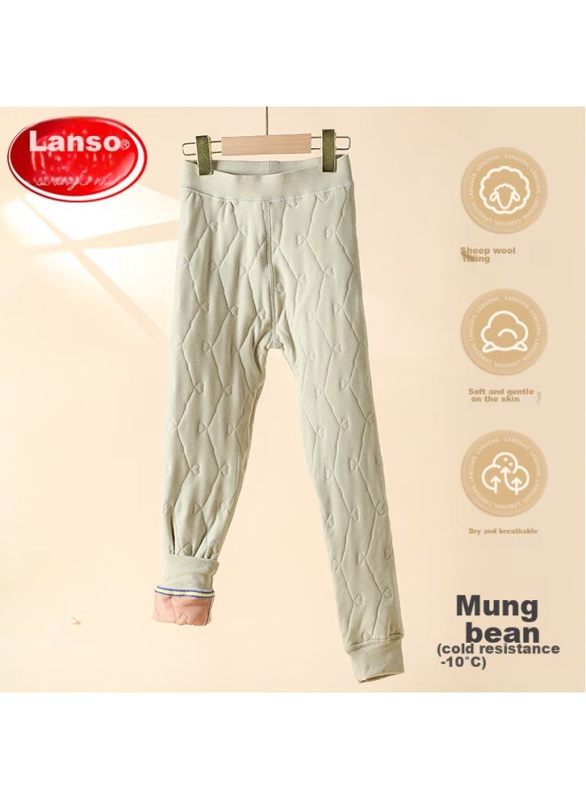 LANG SHA Langsha Children's Thermal Pants For Boys And Girls, Autumn And Winter Fleece-lined Thick Leggings, School Uniform Essential, For Older Children, Autumn Pants  - Image 1