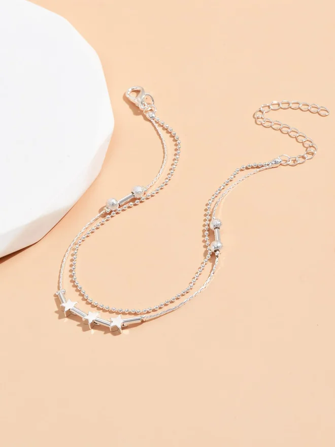 Styli  Styli Dual Chain Star-Shaped Anklet for Women | Best Price UAE