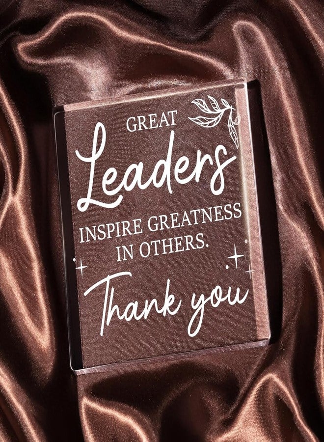 Gifzy Leader Gifts for Women Men, Boss Gift for Women, Thank You Acrylic Plaque, Appreciation Gift for Boss Leaders Supervisor Mentor on Christmas Bosses Day Retirement Leaving, Clear Acrylic Leader Plaque Decorative Sign for Office Desk Decor - Image 3