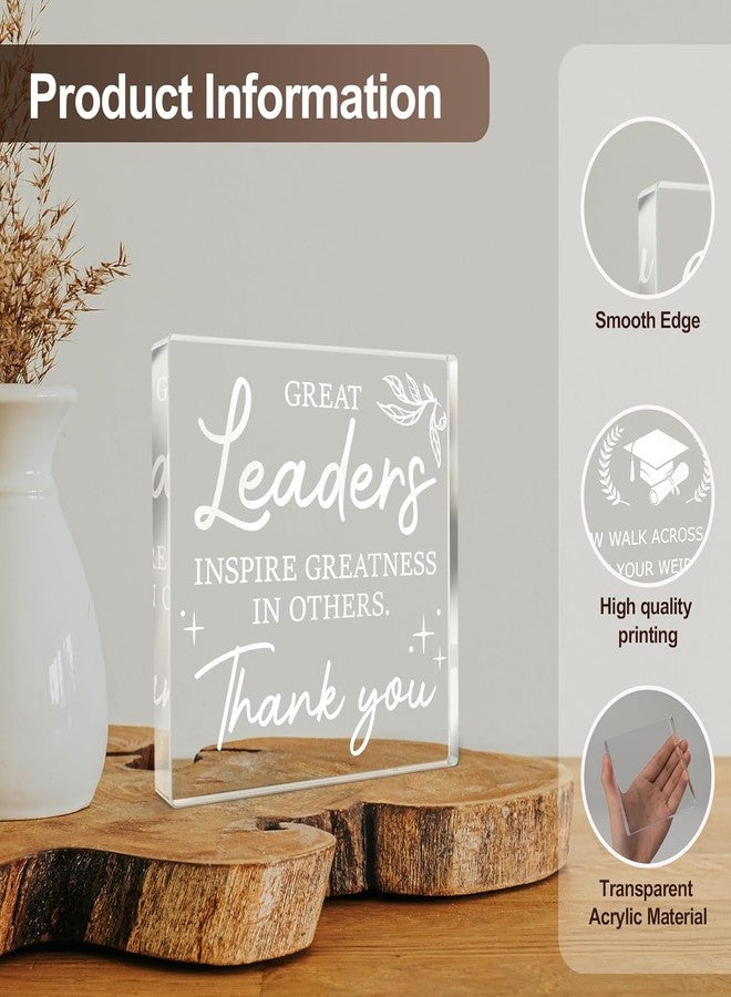 Gifzy Leader Gifts for Women Men, Boss Gift for Women, Thank You Acrylic Plaque, Appreciation Gift for Boss Leaders Supervisor Mentor on Christmas Bosses Day Retirement Leaving, Clear Acrylic Leader Plaque Decorative Sign for Office Desk Decor - Image 5