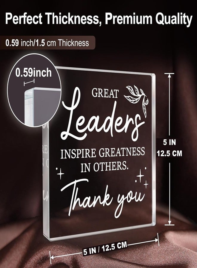 Gifzy Leader Gifts for Women Men, Boss Gift for Women, Thank You Acrylic Plaque, Appreciation Gift for Boss Leaders Supervisor Mentor on Christmas Bosses Day Retirement Leaving, Clear Acrylic Leader Plaque Decorative Sign for Office Desk Decor - Image 2