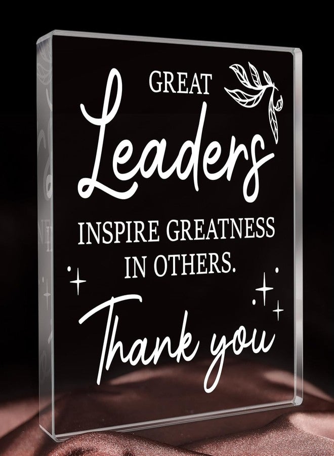 Gifzy Leader Gifts for Women Men, Boss Gift for Women, Thank You Acrylic Plaque, Appreciation Gift for Boss Leaders Supervisor Mentor on Christmas Bosses Day Retirement Leaving, Clear Acrylic Leader Plaque Decorative Sign for Office Desk Decor - Image 1