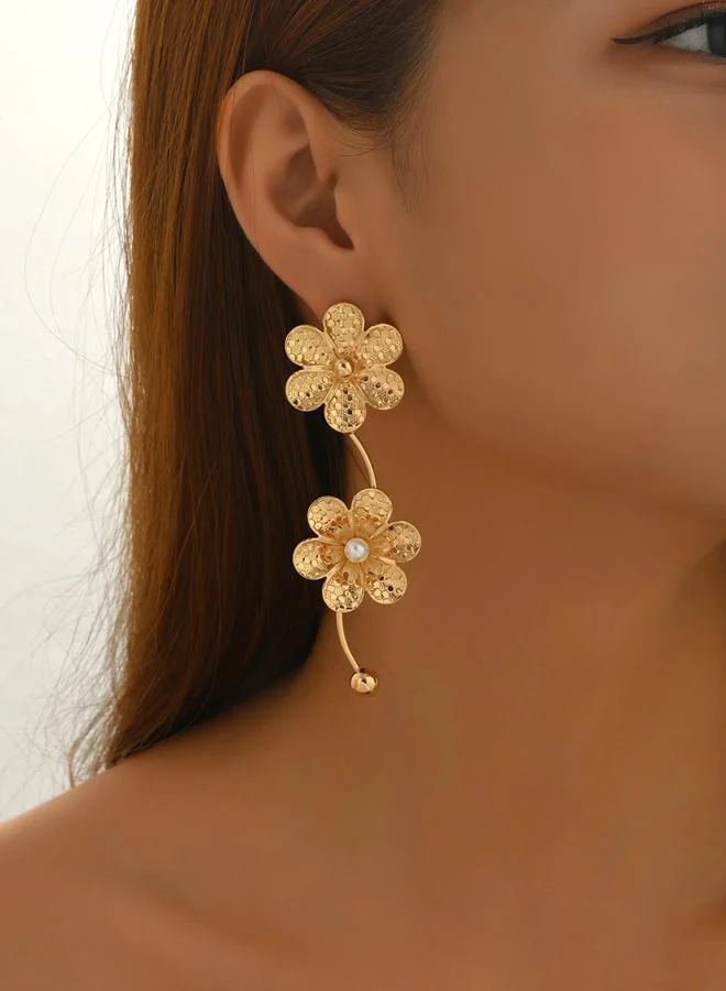 Take Two Women Metal Floral Earrings