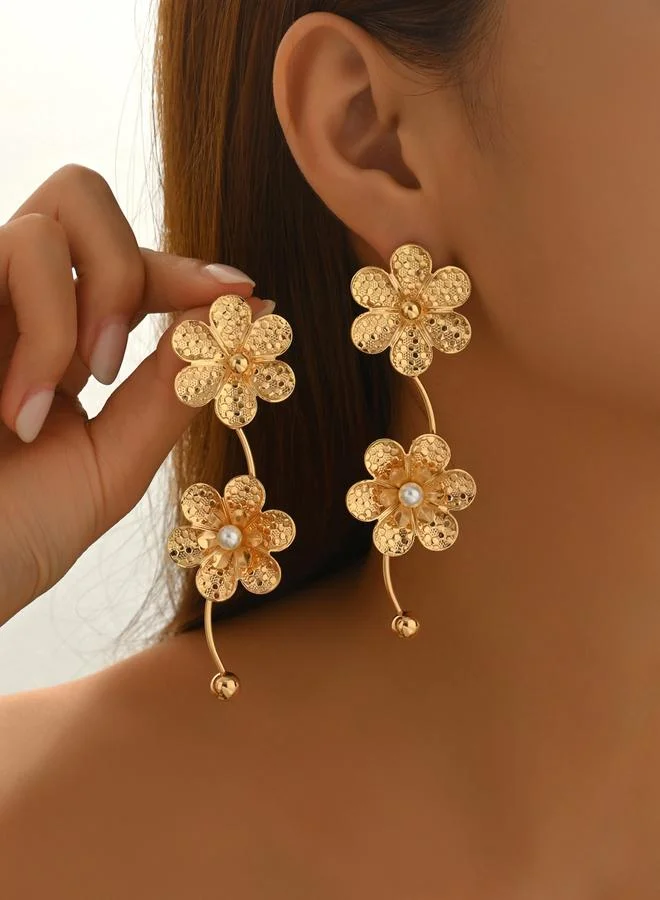 Take Two Women Metal Floral Earrings