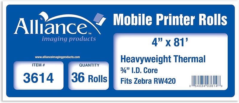 Alliance Thermal Paper Receipt Rolls BPA Free Grade A Pure 85 Bright White Paper Unique Thermal Coating 4 x 81 x 36 rolls - Image 4