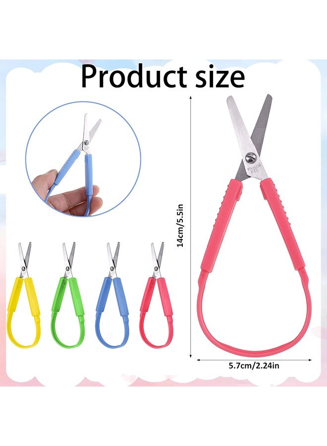 إم إكس إن 6 قطع من المقص الحلقي، مقص أمان ملون ذاتي الفتح مقاس 5.5 بوصة، مقص ضغط صغير بمقبض ملون، مثالي لصناعة الورق المقوى والاستخدام المدرسي أو المكتبي - Image 2