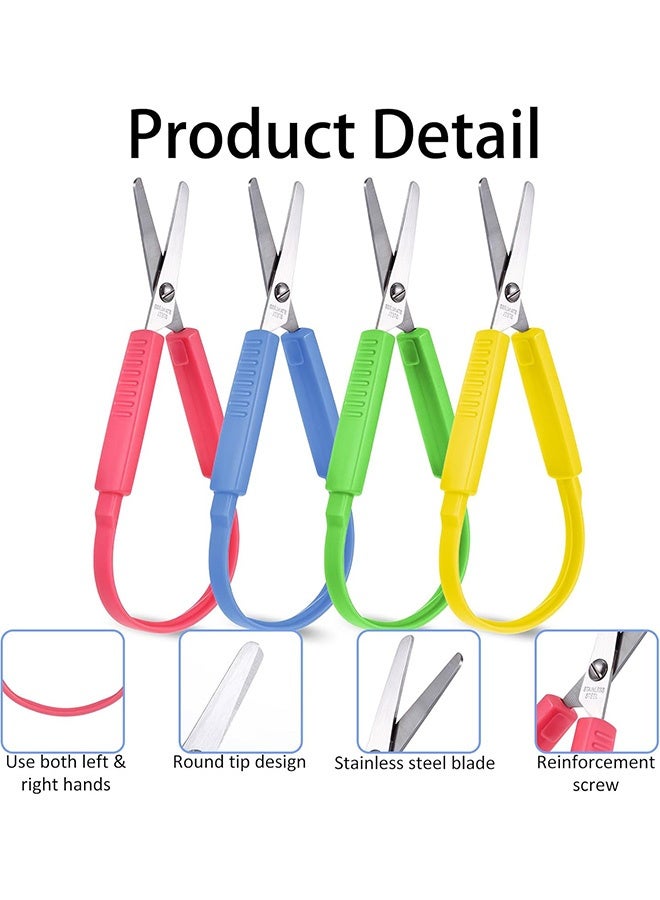 إم إكس إن 6 قطع من المقص الحلقي، مقص أمان ملون ذاتي الفتح مقاس 5.5 بوصة، مقص ضغط صغير بمقبض ملون، مثالي لصناعة الورق المقوى والاستخدام المدرسي أو المكتبي - Image 3
