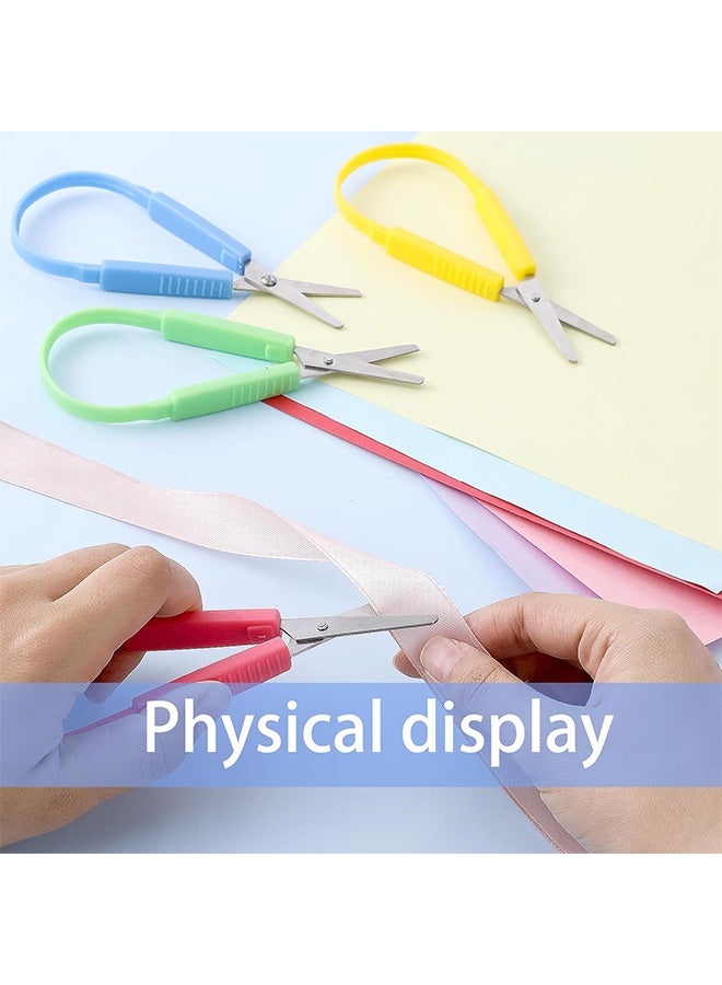 إم إكس إن 6 قطع من المقص الحلقي، مقص أمان ملون ذاتي الفتح مقاس 5.5 بوصة، مقص ضغط صغير بمقبض ملون، مثالي لصناعة الورق المقوى والاستخدام المدرسي أو المكتبي - Image 4