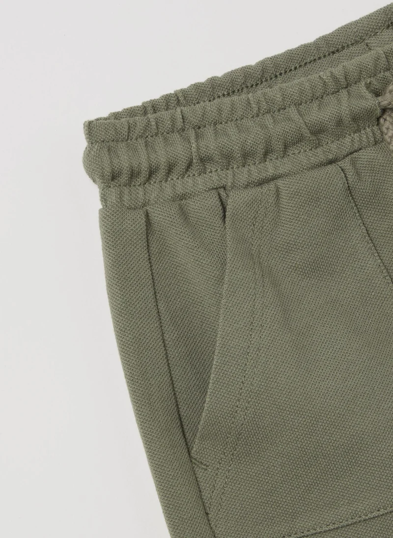 Ovs Piquet Bermuda Shorts With Drawstring