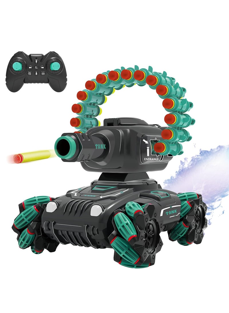 4 Head RC Tank Car, Shooting Water Bullets RC Car, Kids 4WD Battle Stunt Car, Blow Bubble, Shoot Foam Darts,Water ,STEM Remote Control Car for Kids 8-14 Gifts (Single Remote Control)  - Image 1
