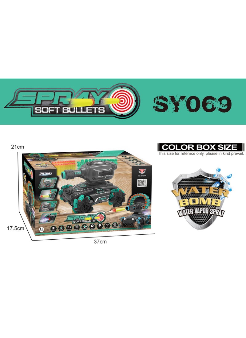 4 Head RC Tank Car, Shooting Water Bullets RC Car, Kids 4WD Battle Stunt Car, Blow Bubble, Shoot Foam Darts,Water ,STEM Remote Control Car for Kids 8-14 Gifts (Single Remote Control)  - Image 2