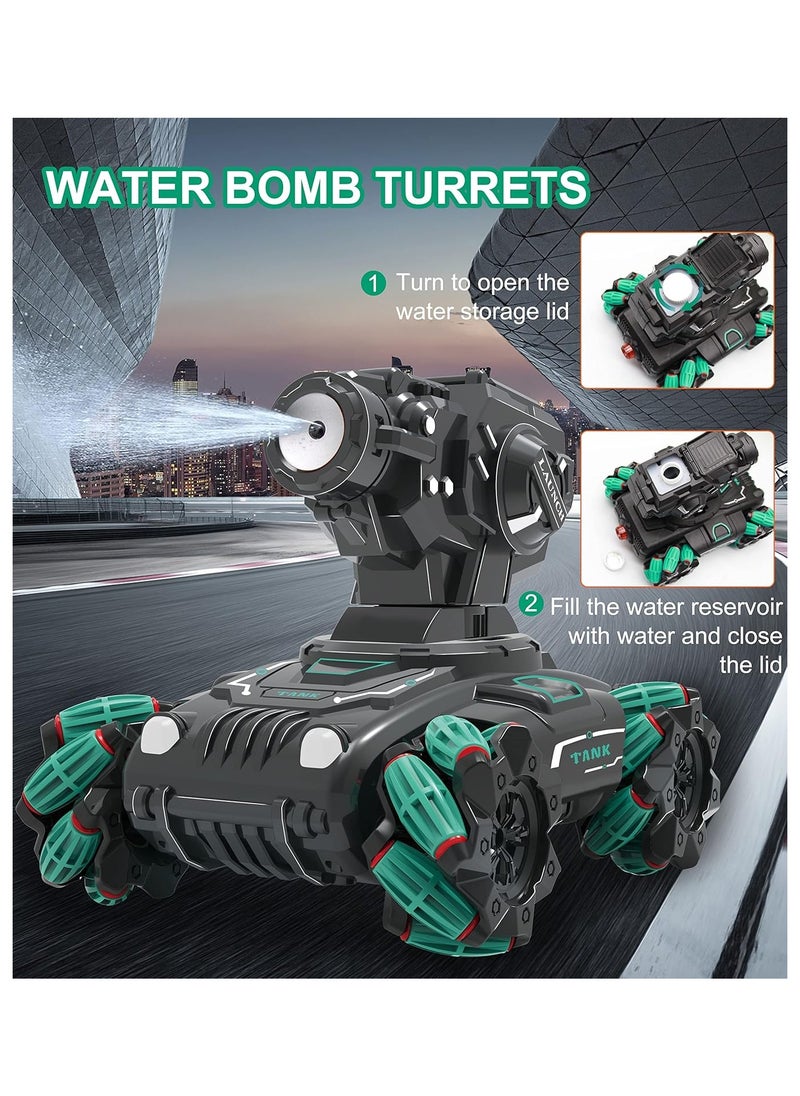 4 Head RC Tank Car, Shooting Water Bullets RC Car, Kids 4WD Battle Stunt Car, Blow Bubble, Shoot Foam Darts,Water ,STEM Remote Control Car for Kids 8-14 Gifts (Single Remote Control)  - Image 5